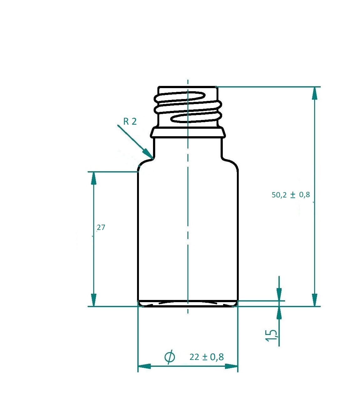 Wymiary butelki szklanej 5 ml brązowej